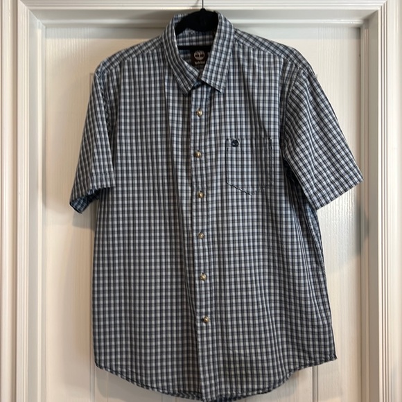 Timberland Plaid Navy Blue Buttoned Shirt - Large - Picture 1 of 10